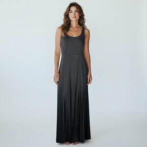 Rachel Zoe Dark Gray Sleeveless Satin Maxi Dress Size Medium Elegant Evening